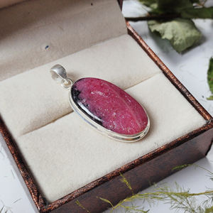 Colgante de Piedra Preciosa Ovalada de Rodonita Lisa - Colgante de Plata de Ley 925 para Hacer Collares - Product Image 4