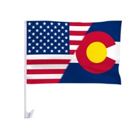 Drapeau de fenêtre de voiture USA Colorado 12x18 pouces avec poteau en plastique à clip sécurisé, idéal pour défilés patriotiques, événements, vente en gros, en polyester