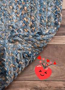 Alfombra rectangular de yute y mezclilla moderna personalizable, alfombra trenzada Natural hecha a mano, alfombras y juegos disponibles en varios tamaños - Product Image 4