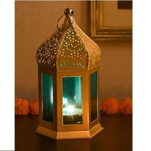 Faroles de Metal de Estilo Clásico con Acabado Dorado, Decoración de Metal de Alta Calidad, Centro de Mesa para Ramadán, Portavelas - Product Image 4