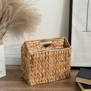 Porta Revistas Ecológico de Jacinto de Agua, Cesta de Almacenamiento de Periódicos Tejida, Fibra Natural para Decoración del Hogar y Organización - Product Image 2