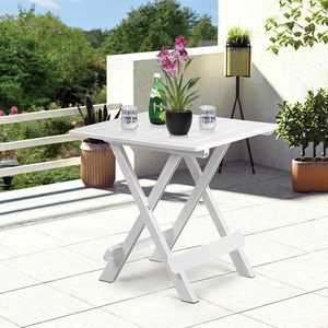 Tavolo pieghevole in plastica bianca resistente 44x44x50cm per giardino o uso interno - Product Image 3