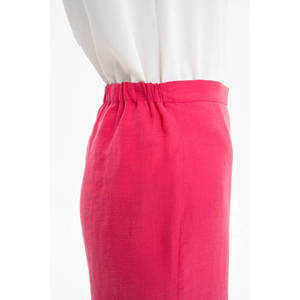 Linen Blend High-Waisted Wide-Leg <b>Trousers</b> with <b>Elastic</b> <b>Waist</b> and Wrinkled Finish - Product Image 6
