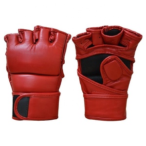 Gants de MMA personnalisés à marque privée, haute qualité, fermeture auto-agrippante, matière PU respirante, demi-doigts, unisexe, pour le sparring - Product Image 3