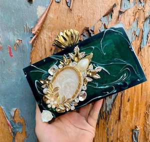 Wholesale Price Resin Precious Stone Women's Portable Handbag Clutch Purse with Pearl Decoration for Office Party Events - Product Image 5