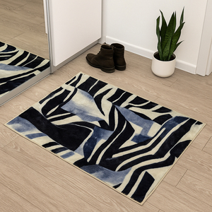Alfombra Moderna DarianA Gris Abstracta de 75x150 cm, Suave, de Poliéster, Delgada, Antideslizante, Lavable a Máquina, con Respaldo de Látex, Rectangular, para Uso Doméstico - Product Image 2