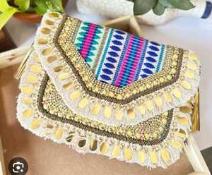 Handcrafted <b>Boho</b> Clutch with Shells Beads Tassels and Embroidery Perfect Accessory for Weddings and Cultural Events - Product Image 6