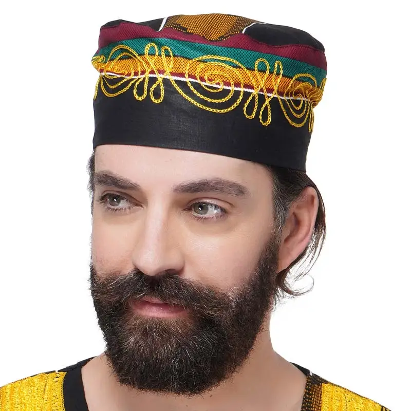Kente Embroiders Hats 100% Cotton African Printer African Men's Hat Hat for Men Dashik Print