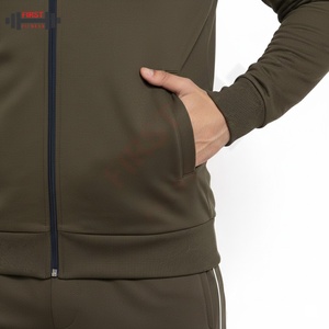 Survêtement pour homme en coton à manches longues, style streetwear, fermeture éclair, coupe confortable, deux pièces, couleur unie, survêtement de luxe pour homme - Product Image 5
