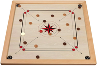Jeu de Carrom Portable en Bois Classique avec Design de Poche, Bâtons de Jeu, Pièces, Reine et Striker - Taille/Couleur/Logo Personnalisables, Résistant à l'Eau