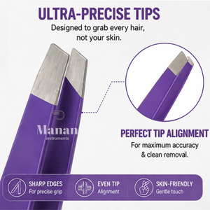 Pinzas para Cejas Color Púrpura, Acero Inoxidable, Punta Inclinada, Herramienta de Belleza para Depilación de Precisión, Agarre en Forma de Corazón Antideslizante - Product Image 3
