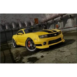 Impression sur toile de Chevrolet Camaro jaune Fida dans un tunnel industriel - Product Image 6