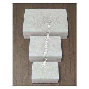 Caja de incrustaciones de mármol hecha a mano, el mejor precio de venta de fábrica, joyero de arte Floral de concha de mar perla madre para embalaje de artículos de regalo - Product Image 3