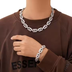 Style de tous les jours Unique 16MM or et or blanc 925 argent lien chaîne collier glacé cubain Moissanite or jaune cadeau de mariage - Product Image 6