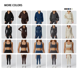 Sujetador Halter de cintura alta transpirable con estilo para mujer, chaqueta holgada de secado rápido, mallas de talla grande, conjunto de Yoga activo de 4 piezas - Product Image 3