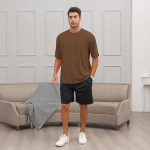 Camiseta de cuello redondo de algodón 100% para hombre Camiseta de cuello redondo con hombros caídos de secado rápido - Product Image 3