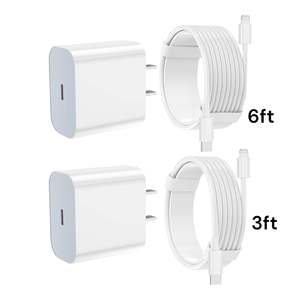 Caricabatterie da Muro Tipo C a Ricarica Rapida con 2 Pezzi e Cavi Dati 6+3ft per iPhone - Product Image 1