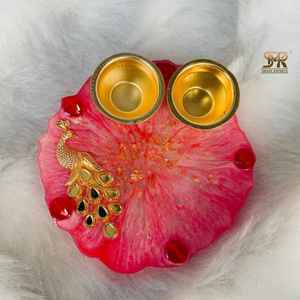 Résine époxy écologique Puja Thali Artisanat artistique Décoratif MODÈLE Style ange Assiette Pooja pour le festival Diwali Mariage - Product Image 3