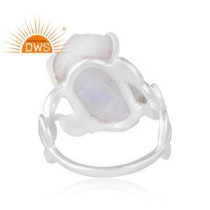 La última venta de anillo de piedras preciosas de Plata de Ley 925 Natural Rainbow Moon Stone fabricante de joyería personalizada - Product Image 2