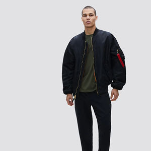 Men's Premium Quality Light <b>Weight</b> Bomber Jacket Solid Color with <b>Stand</b> Collar and Full Zipper - Product Image 6