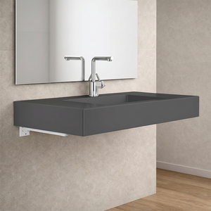 Lavabo Koricini Manchester 100 cm in resina grigio opaco con staffe di supporto - Product Image 2