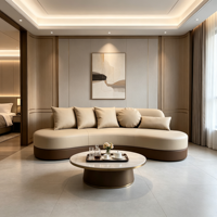 Sofá de Cuero Curvo Minimalista Moderno, Sofá Curvo Bicolor con Cojines Decorativos para Recepción y Salón