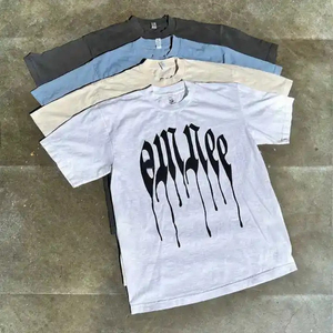 2025 logotipo personalizado gráfico algodón Crew Ne corto Sve camisetas pesado de gran tamaño Boxy Fit pantalla impresa para la técnica de lavado de los hombres - Product Image 1