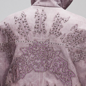 Chaqueta Universitaria con Capucha de Cuero Genuino de Alta Calidad Personalizada para Hombre, Bordado con Letras de Pedrería, Chaqueta Universitaria Moderna - Product Image 3