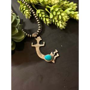 Pendentif Rick Tolino en turquoise Kingman et argent sterling, design animalier tendance avec chaîne à maillons, cadeau religieux - Product Image 2