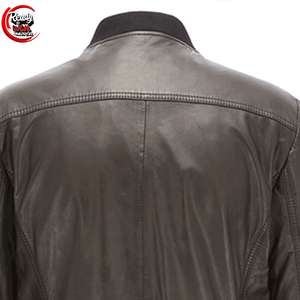 Veste d'hiver en cuir et toile pour homme, style streetwear, couleur unie, logo personnalisé, col montant, imperméable et coupe-vent - Product Image 5