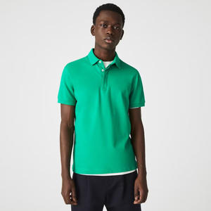Polo de piqué de algodón elástico de menta oscura con logotipo bordado personalizado 100% estampado de seda acanalado con tapeta de botones oculta de ajuste Regular - Product Image 1