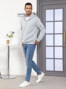 Sweat à capuche zippé quart de tour en polaire pour homme – Chaud, respirant, tricoté, construction durable, style décontracté - Product Image 3