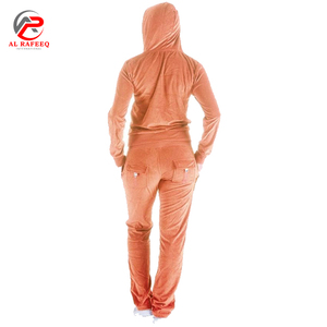 Ensemble de survêtement pour femme en velours uni, respirant, écologique, sweat-shirt à fermeture éclair intégrale et pantalon de jogging décontracté avec poches - Product Image 2