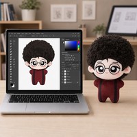 Poupée en peluche afro personnalisée avec lunettes rondes et salopette, jouet en peluche doux, cadeau