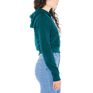 100% Cotton French Terry Women's Sweatshirt Custom Logo Plain Printing Hooded <b>Crop</b> <b>Top</b> with Solid Pattern Autumn Short Bottom - Product Image 6