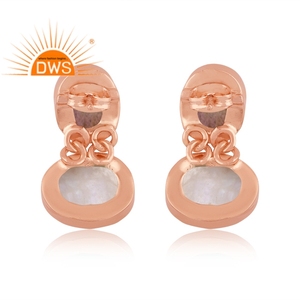 Último diseño hecho a mano, labradorita chapada en oro rosa y piedra de Luna arcoíris, pendientes colgantes de piedras preciosas, joyería fina Demi para mujer - Product Image 4