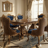 Ensemble de canapés en velours bleu royal baroque sur mesure OE-FASHION, bois sculpté à la feuille d'or, meubles de salon FF&E pour villa