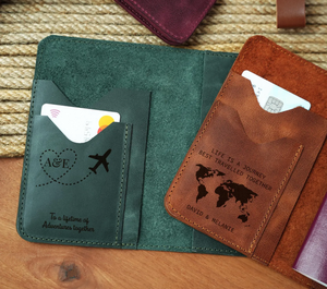 Porta Pasaportes de Cuero Personalizado, Regalo de Mudanza, Cartera de Viaje, Estuche para Pasaporte con Monograma, Organizador de Viaje Personalizado - Product Image 1