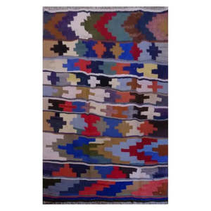 Un kilim Sanandaj authentique vintage noué à la main, unique en son genre, 6'8 x 4'5 - Product Image 1