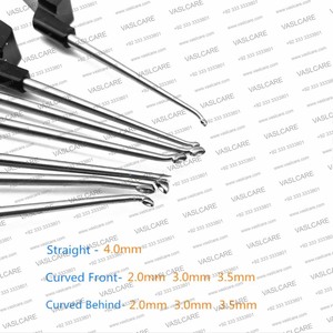Curette à os en acier inoxydable avec poignée en aluminium noir | Instrument de chirurgie orthopédique vétérinaire à 3 pointes - Product Image 3
