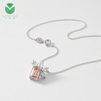 Collar con Colgante de Diamante Rosa Cultivado en Laboratorio con Corte Esmeralda Personalizado, Certificado por IGI, Collar de Lujo de Oro de 18K para Mujer