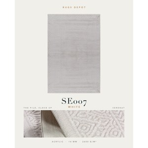 พรมอะคริลิคขายส่ง SERENAT SE007 สีขาว ผลิตด้วยเครื่องจักร พรมตุรกี สำหรับห้องนั่งเล่น โครงการโรงแรม - Product Image 2