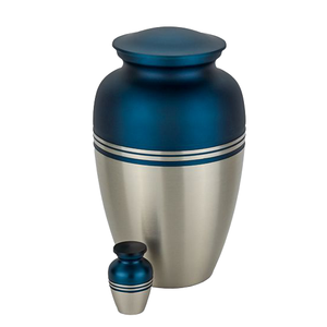 Urne de crémation adulte classique en or bleu Triband pour cendres humaines et animales urnes funéraires en métal enterrement souvenir décoratif Style américain - Product Image 6
