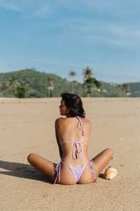 Robe de plage sexy à perles et paillettes personnalisées Décoration en strass Nouveau design Ensemble de bikini prêt à porter pour sortie à la plage Logo à l'avant - Product Image 2