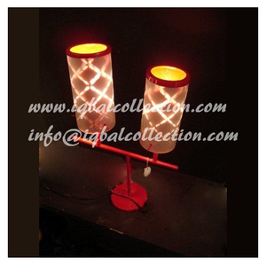 Lampe de table double en fer rouge avec LED, design perforé élégant pour la décoration intérieure – Offre Spéciale - Product Image 3