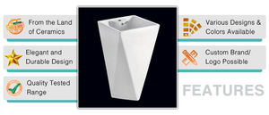 อ่างล้างมือเซรามิกสีขาวพร้อมสุขภัณฑ์แบบแท่นวางสำหรับ100% สินค้าส่งออก - Product Image 3