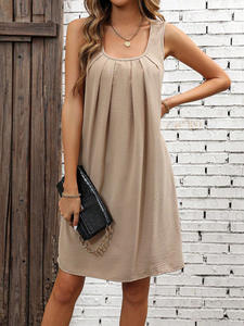 Elegante abito a-line con scollo a U allentato da donna comodo Top alla moda con motivi solidi per occasioni Casual eleganti - Product Image 5