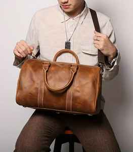 Gran capacidad de alta calidad de cuero genuino de viaje hombro Duffle viaje Weekender equipaje - Product Image 4