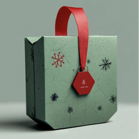 Boîte cadeau de Noël personnalisée en forme de prisme octogonal, ruban rouge, étiquette, emballage géométrique pour calendrier de l'avent, chocolat, bijoux, finition mate