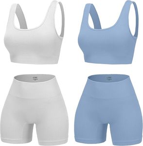 Conjunto de Yoga de talla grande para mujer, 2 piezas, alta elasticidad, sin costuras, de secado rápido, transpirable, frontal, alto soporte, sujetador deportivo, Fitness - Product Image 2